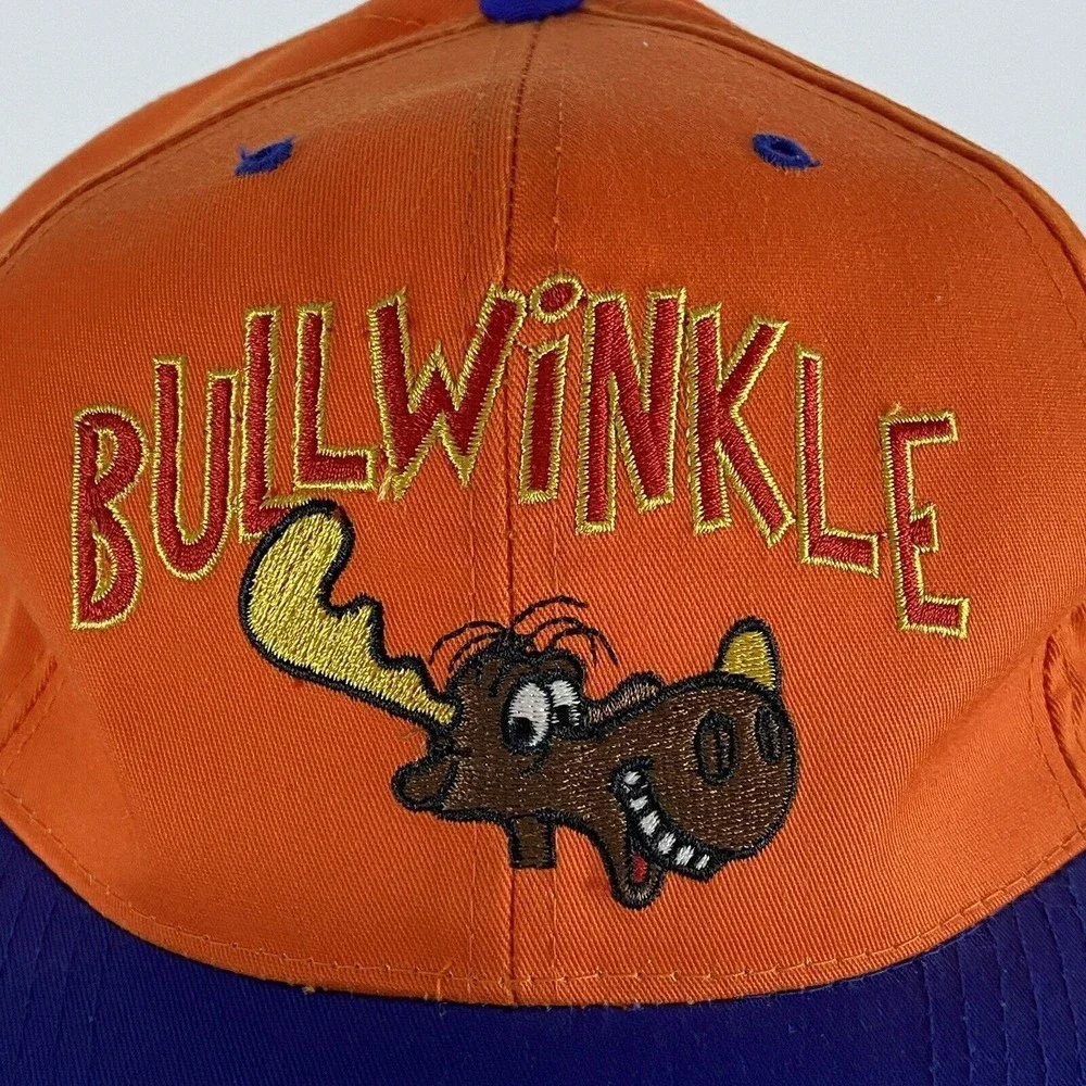 BULLWINKLE Mens Orange Embroidered Snapback Hat Size All Vintage 1993 MCA